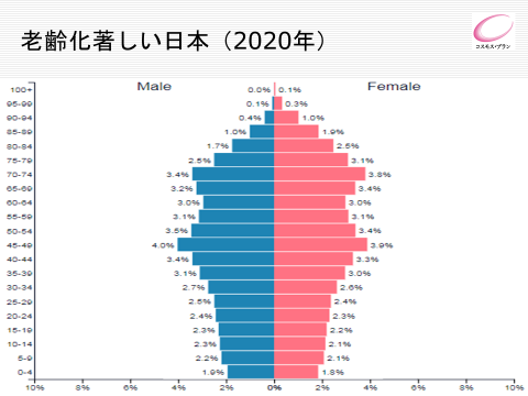 老齢化著しい日本 (2020年)